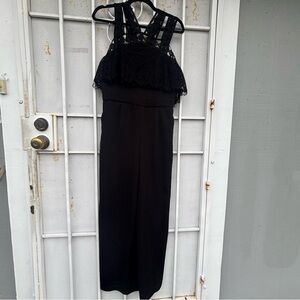 Moon River Womens M Wide Leg Black polyester back zip Jumpsuit Romper